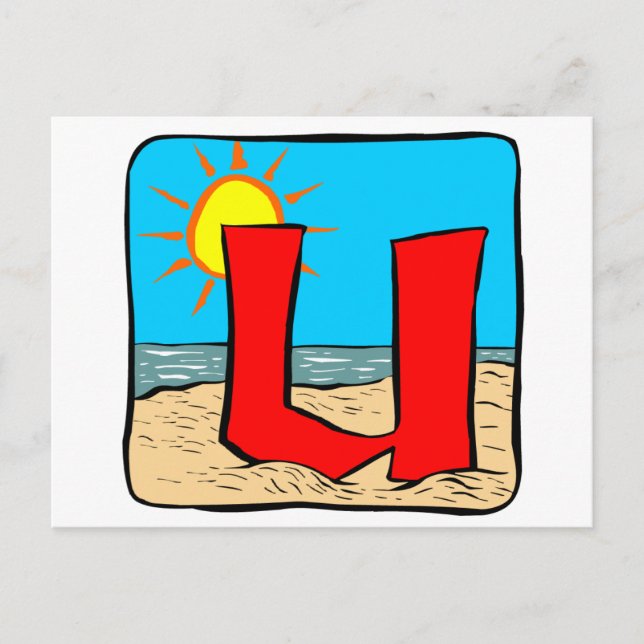 Cartão Postal Praia Casamento Ideias - Letra U (Frente)