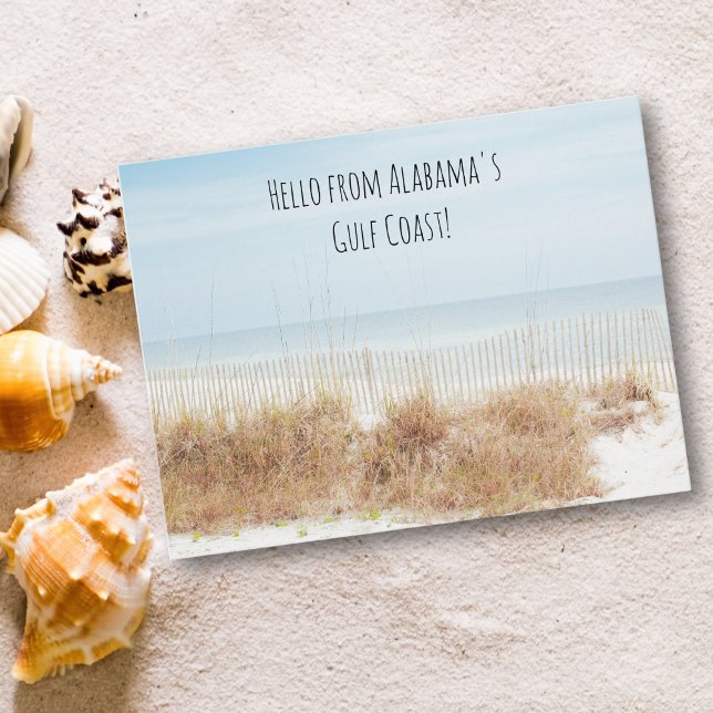 Cartão Postal Praia com dunas de areia (Beach with Sand Dunes Postcard)