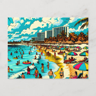 Cartão Postal Praia com um clima de Pop Art