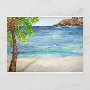 Cartão Postal Praia de Aruba com Palm Tree