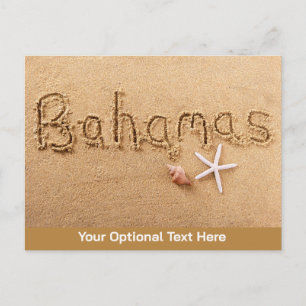 Cartão Postal Praia de Bahamas de Texto Personalizado