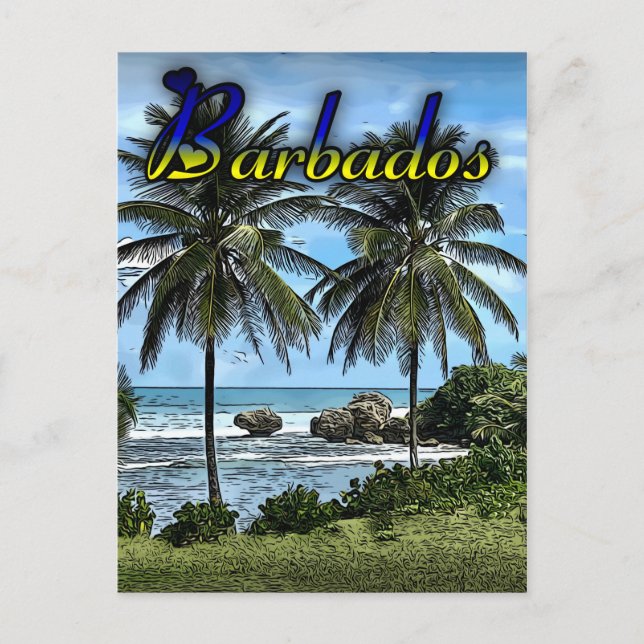 Cartão Postal Praia de Barbados (Frente)