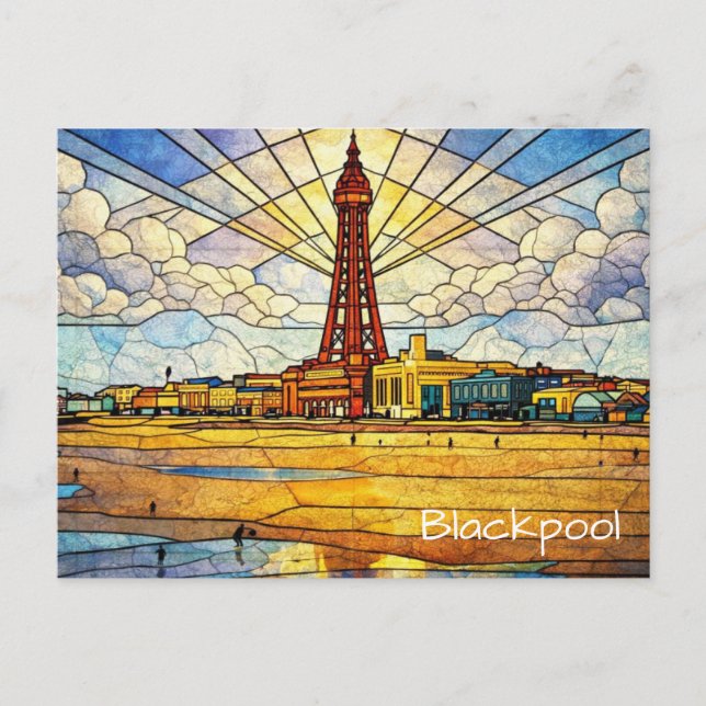 Cartão Postal Praia de Blackpool (Frente)