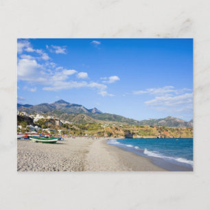 Cartão Postal Praia de Burriana no Mar Mediterrâneo em Nerja