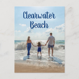 Cartão Postal Praia de Clearwater Lembrança Areia Surf e Família