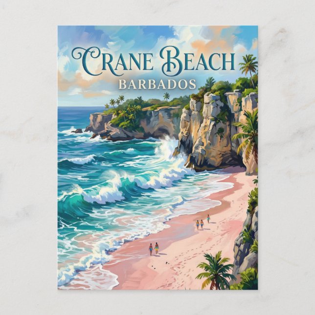 Cartão Postal Praia de Crane Barbados (Frente)