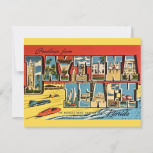 Cartão Postal Praia de Daytona Beach Flórida Cumprimento Vintage