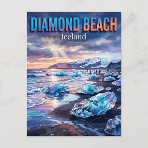 Cartão Postal Praia de Diamante (Breiðamerkursandur) Islândia