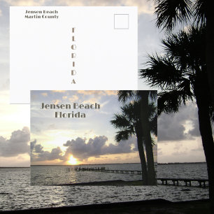 Cartão Postal Praia de Jensen Florida Nascer do Sol Fotográfico