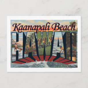 Cartão Postal Praia de Kaanapali, Havaí - Cenas com Letras Grand