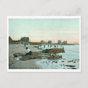 Cartão Postal Praia de Kennebunk, Maine 1915 Vintage