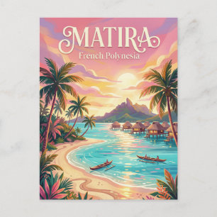 Cartão Postal Praia de Matira Polinésia Francesa
