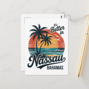 Cartão Postal Praia de Nassau Bahamas Verão