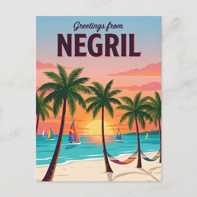 Cartão Postal Praia de Negril Jamaica (Frente)