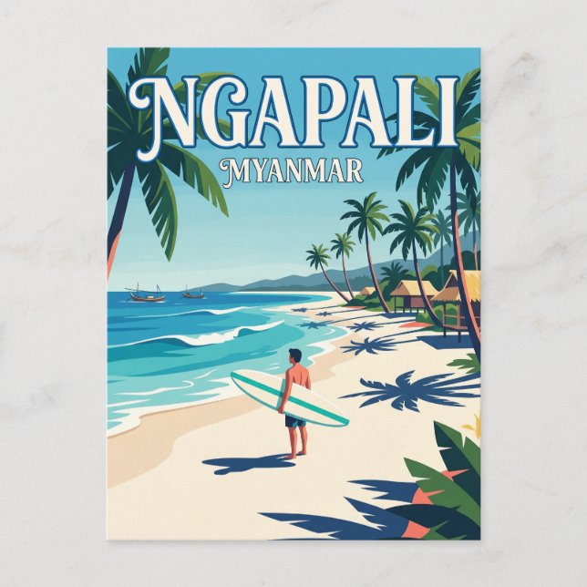 Cartão Postal Praia de Ngapali Myanmar (Frente)