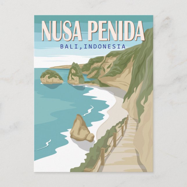 Cartão Postal Praia de Nusa Penida Bali Indonésia Vintage (Frente)