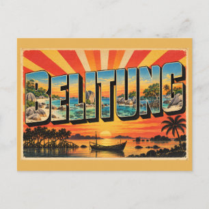 Cartão Postal Praia de Pedras de Granito Belitung Arte de Viagem