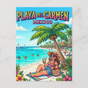 Cartão Postal praia de Playa del Carmen viajante México