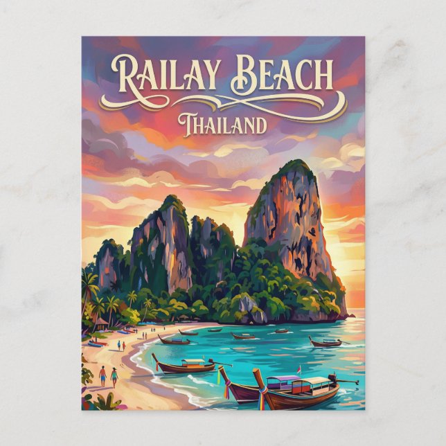 Cartão Postal Praia de Railay Tailândia (Frente)