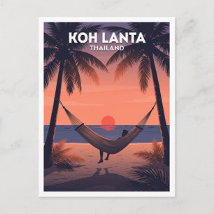 Cartão Postal Praia de rede de Koh Lanta ao pôr do sol Saladan T