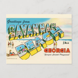 Cartão Postal Praia de Savannah Geórgia Saudação