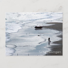 Cartão Postal Praia de Scheveningen: Mar a chegar à costa ao ano