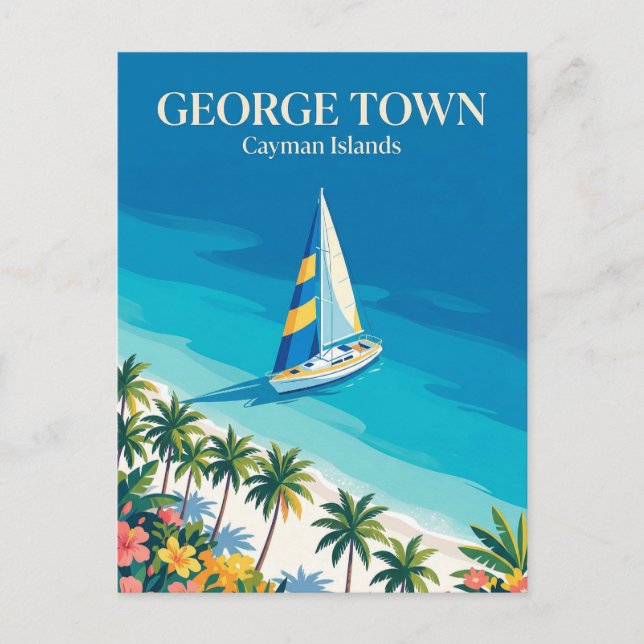Cartão Postal Praia de Sete Milhas Ilhas Cayman (Frente)