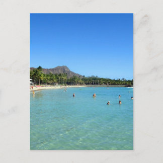 Cartão Postal Praia de Waikiki e cratera principal do diamante,