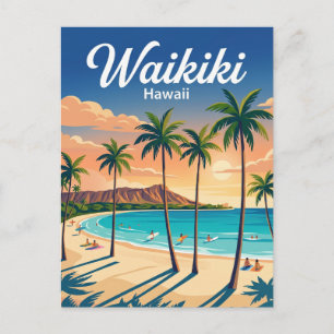 Cartão Postal Praia de Waikiki EUA