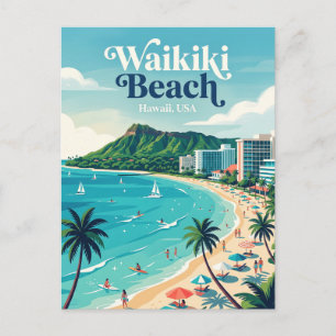 Cartão Postal Praia de Waikiki Havaí
