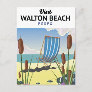 Cartão Postal Praia de Walton, cartaz de viagem da costa de Esse