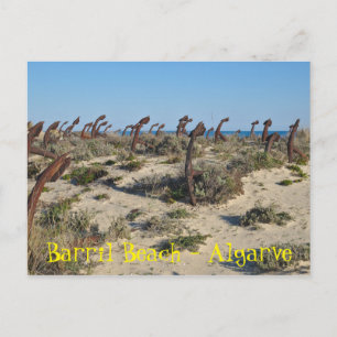 Cartão Postal Praia do Barril em Tavira, Algarve. Portugal