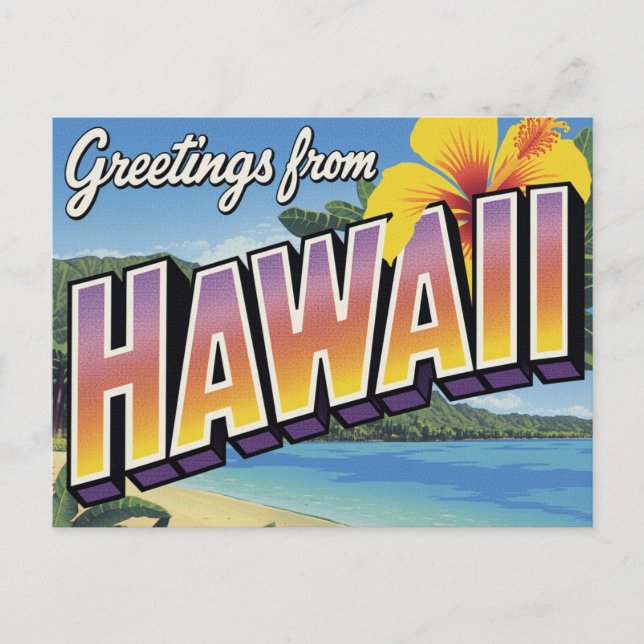 Cartão Postal Praia do Havaí e Hibisco (Frente)