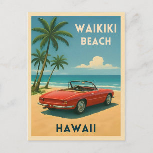 Cartão Postal Praia do Havaii Waikiki, Viagens vintage retrô