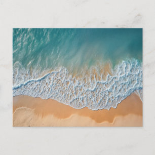 Cartão Postal Praia do Oceano Vista Aérea Ondas do Mar Turquesa