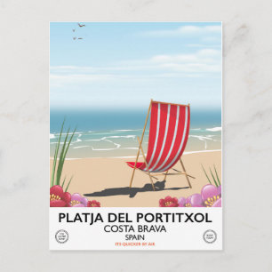 Cartão Postal Praia do Portitxol, Costa Brava, Espanha
