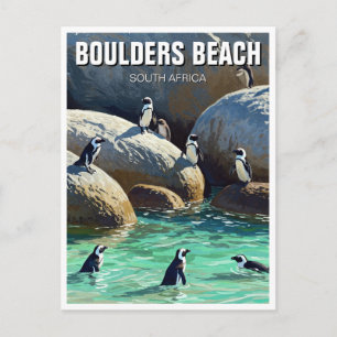 Cartão Postal Praia dos Penhascos Pinguins África do Sul Viagem