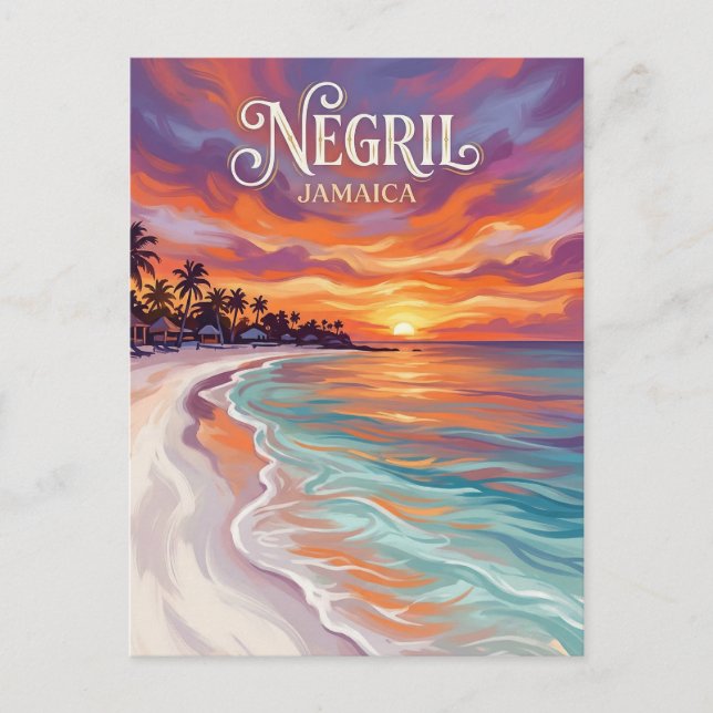 Cartão Postal Praia dos Sete Milhas Jamaica (Frente)
