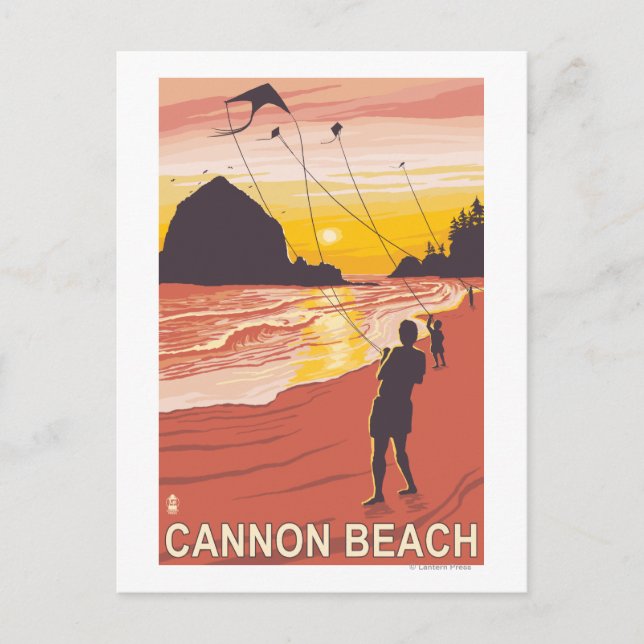 Cartão Postal Praia e pipas - Praia de Canhão, Oregon (Frente)