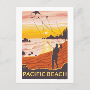 Cartão Postal Praia e pipas - Praia do Pacífico, Washington
