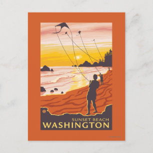 Cartão Postal Praia e pipas - Sunset Beach, Washington