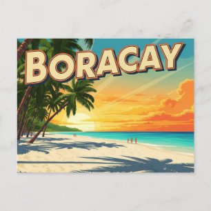 Cartão Postal Praia em Boracay Filipinas Vintage