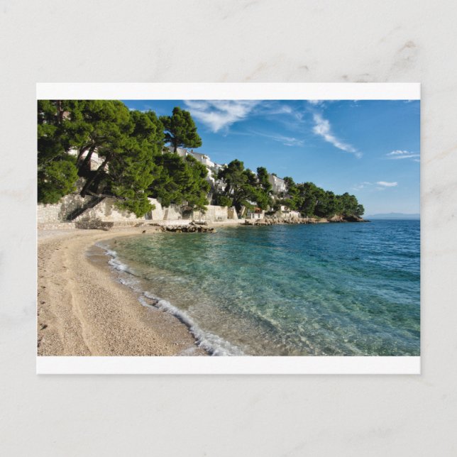 Cartão Postal Praia em Brela, Croácia (Frente)