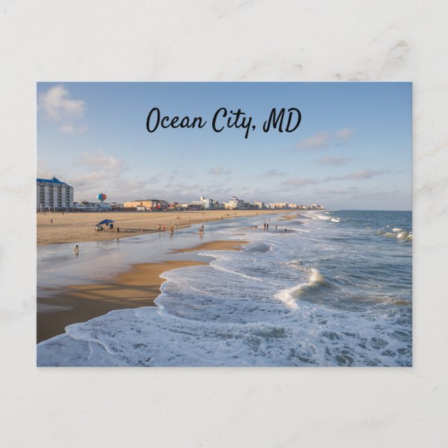 Cartão Postal Praia em Ocean City, Maryland (Frente)