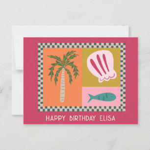 Cartão Postal Praia FELIZ ANIVERSÁRIO Moderno Fofo NOME Personal