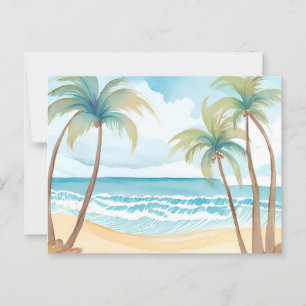 Cartão Postal Praia Havaiana   Árvore de Palmeira Aquarela Tropi