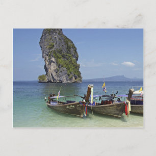 Cartão Postal praia Ilha Poda, Tailândia, barcos de paz de caud