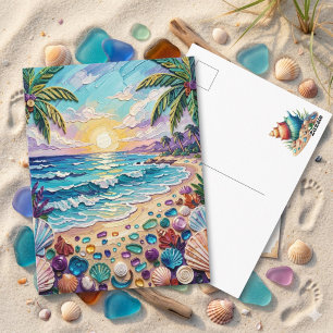 Cartão Postal Praia Impasto e Vidro do Mar   Dizer Olá