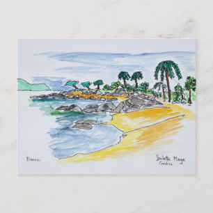 Cartão Postal Praia Isolella, Ajácio Córsega, França