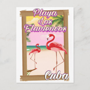 Cartão Postal Praia Los Flamencos Cuba pôster de viagem